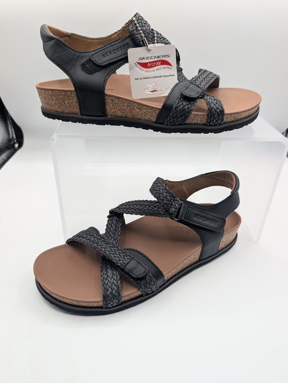 Skechers Black Braided Comfort Sandals - Women's